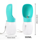 300 ml Wasserflasche mit Trinknapf für Hunde und Katzen, Farbe Türkis