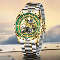 Men Watches Pilot Series Propeller Rotation Hollow Automatic Mechanical Watches waterproof Stainless Steel Watch