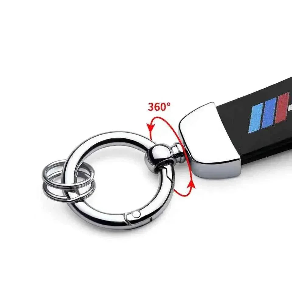 BMW Car Keychain – Handwoven Leather & Zinc Alloy Key Ring