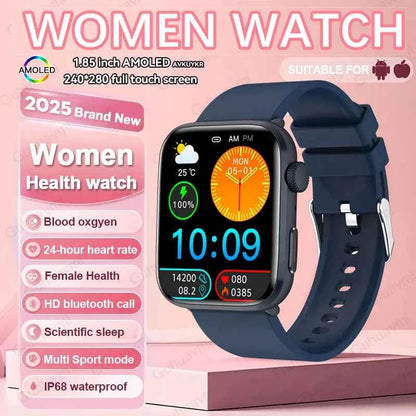Women’s Smartwatch – AI Health Diagnosis, HRV + PPG, Blood Pressure &amp; SpO2 | 1.85” AMOLED | Bluetooth Call + NFC