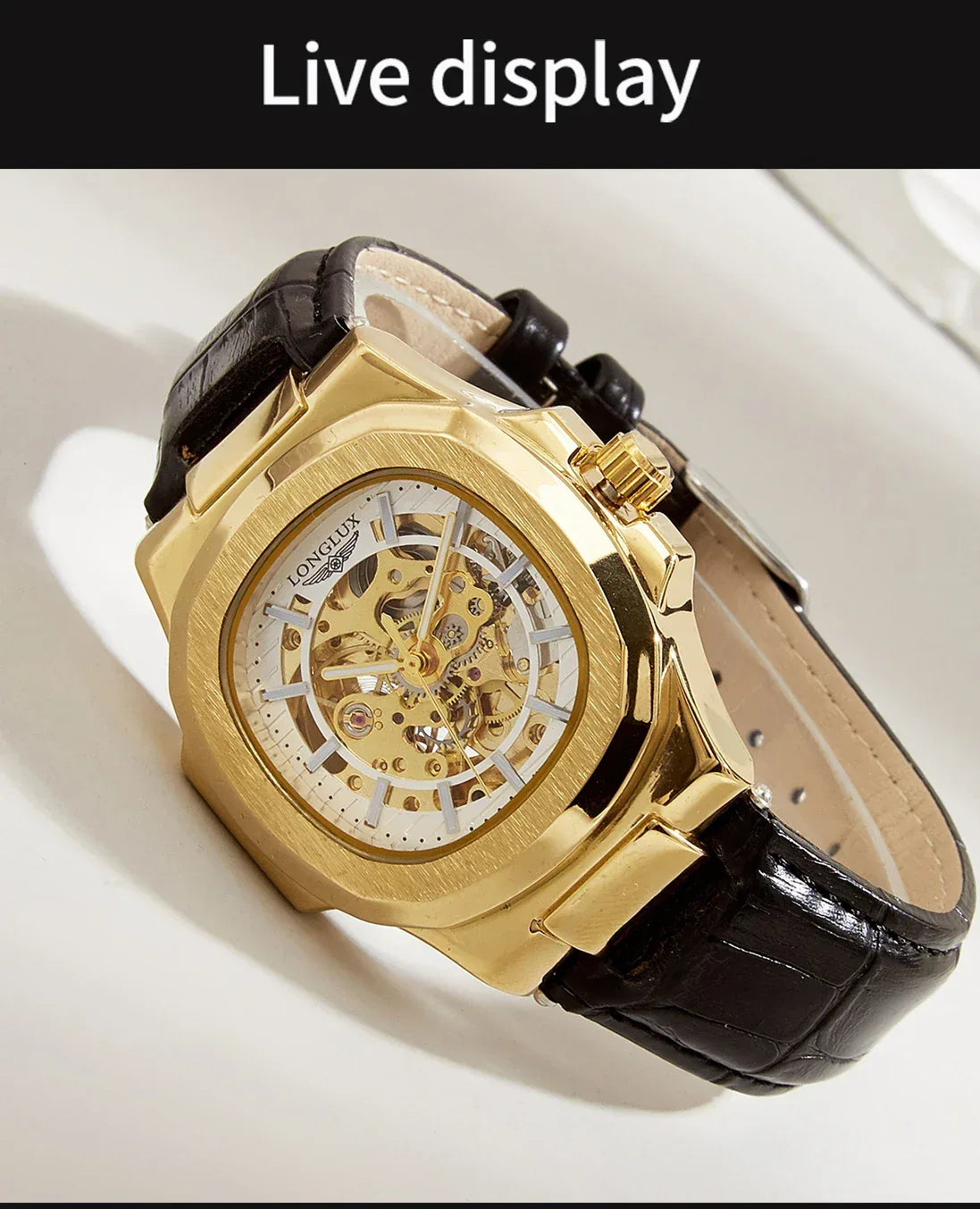 Automatic Skeleton Watch Men | Leather Luxury Waterproof - TREASURE ESHOP