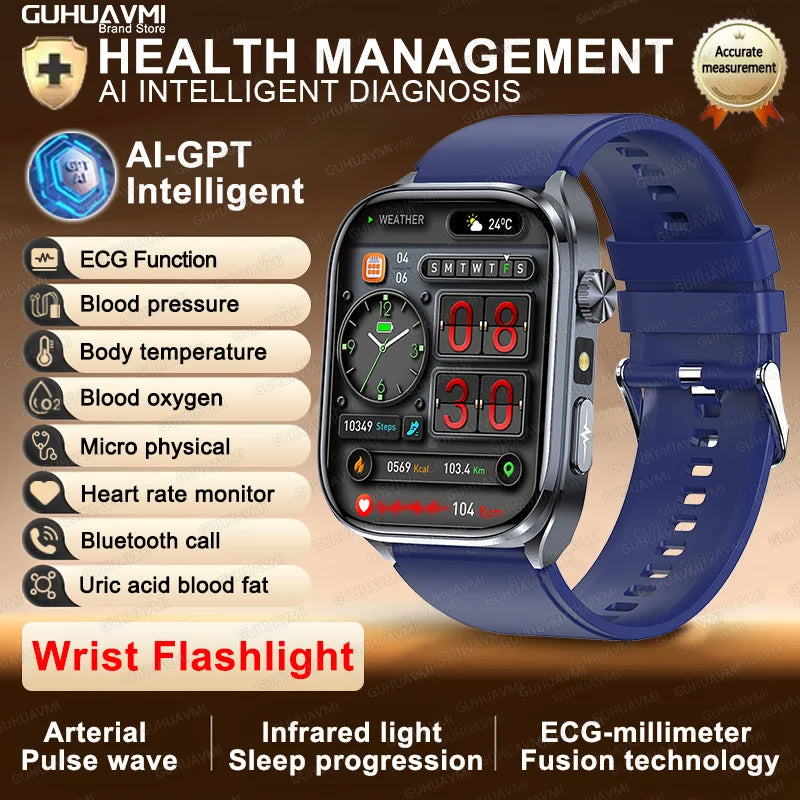 ECG+PPG Smart Watch | Uric Acid & Blood Pressure Tracker - TREASURE ESHOP