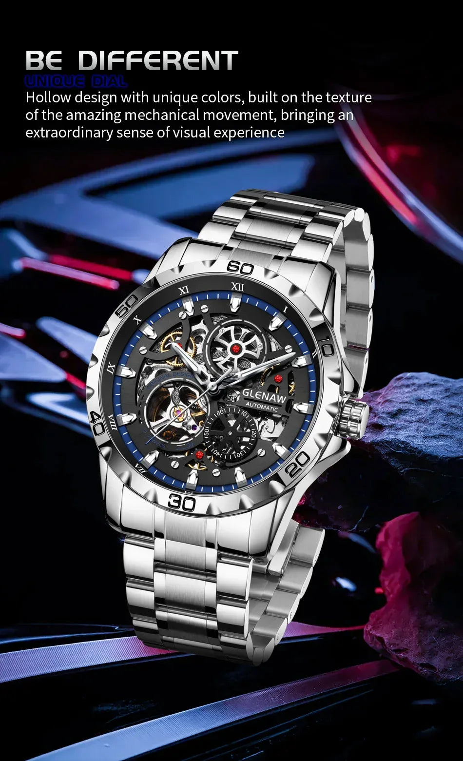 Luxury Skeleton Automatic Men’s Watch | Stainless Steel - TREASURE ESHOP