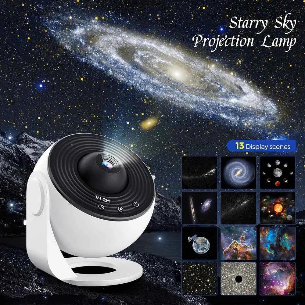 Galaxy Projector for Bedroom, HD Image Star Projector, Adjustable Galaxy Light Knob, 13 Film Discs, Planetarium Projector for Ki