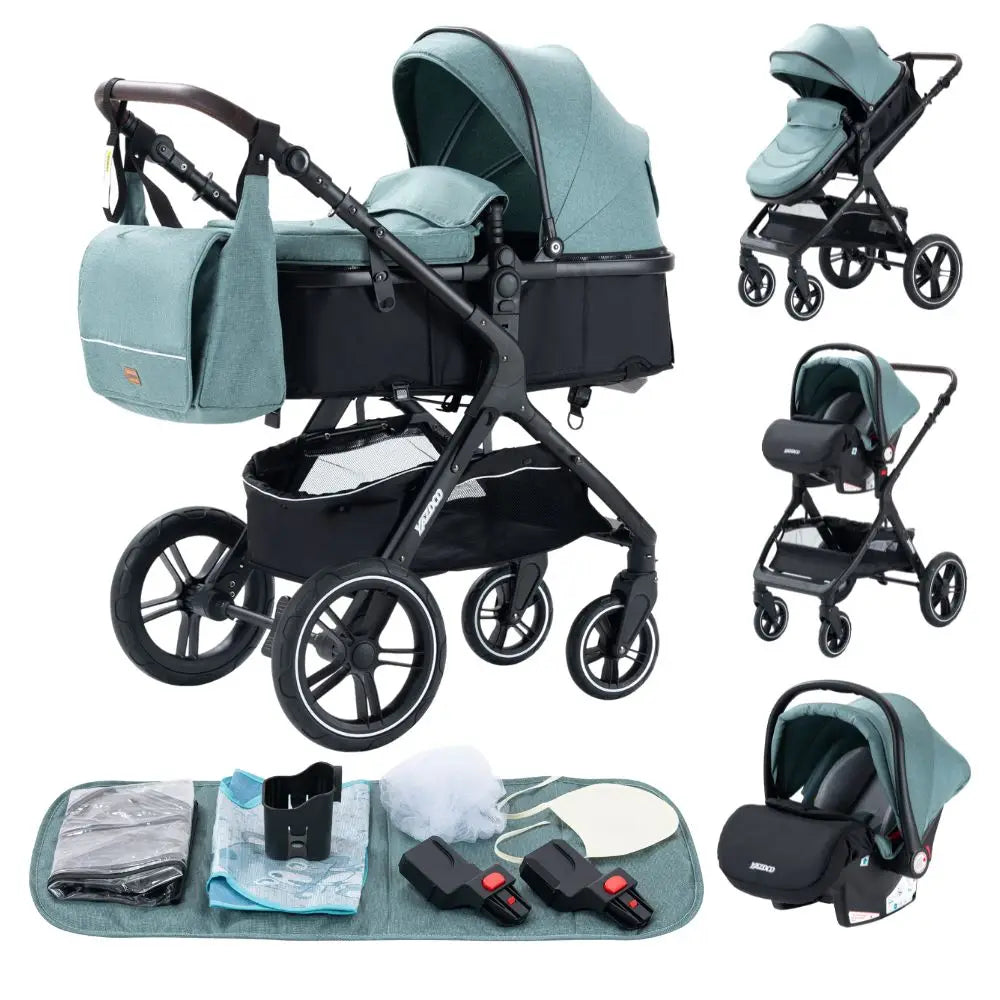 3-in-1 Luxury High-Landscape Baby Stroller – Portable Travel System with Aluminum Frame & Newborn Bassinet