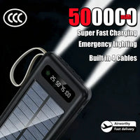 High Capacity Solar Power Bank with Built-in Cables & Flashlight – Portable Charger