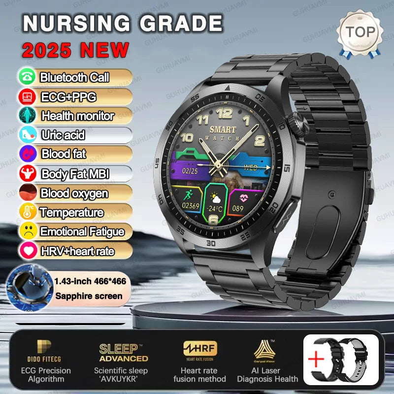 ECG+PPG Laser Health Smartwatch ET485 – Blood Pressure, Heart Rate, Uric Acid Body Composition | 1.43” AMOLED - TREASURE ESHOP