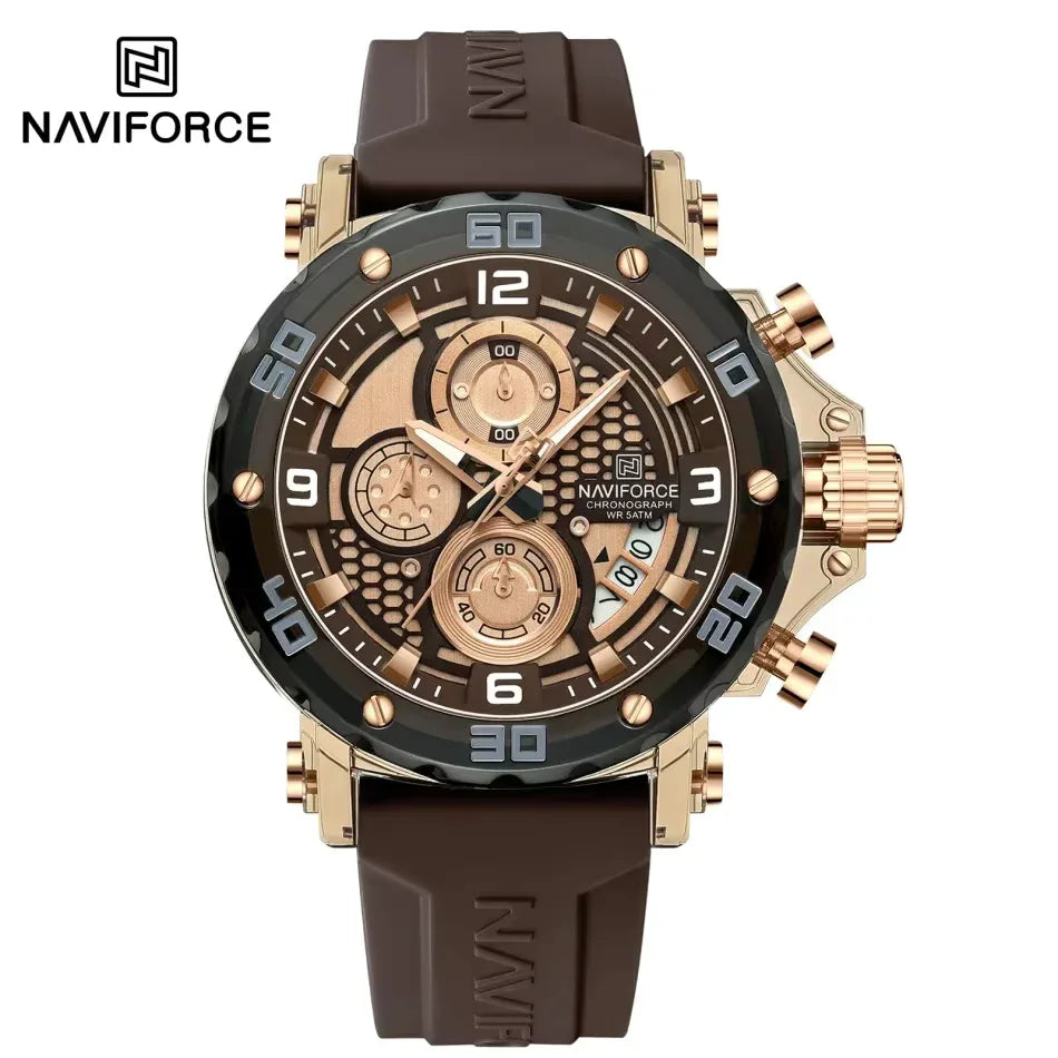 Men’s Silicone Strap Luxury Quartz Sports Watch | 5ATM Waterproof Chronograph - TREASURE ESHOP