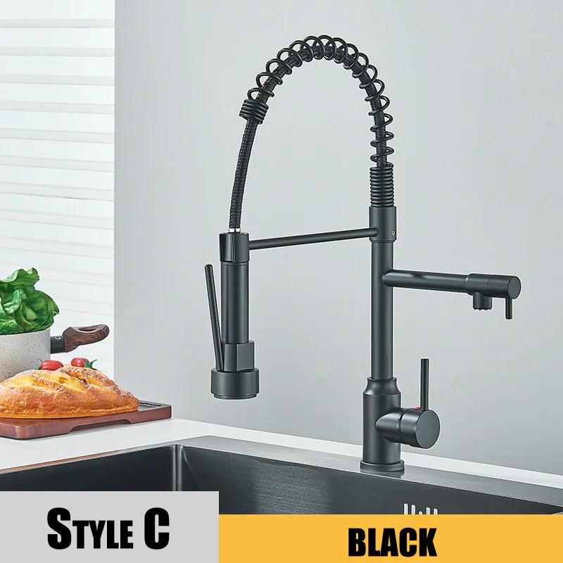 Pull Down Kitchen Sink Faucet – Hot & Cold Mixer, Dual Mode, 360° Rotating Tap - TREASURE ESHOP
