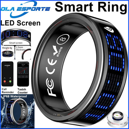 Smart Ring with LED Display – Heart Rate, SpO₂ & Sleep Monitor | 5ATM - TREASURE ESHOP