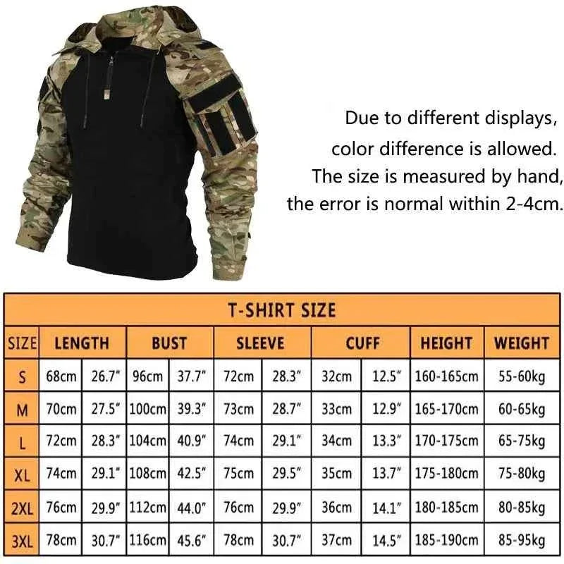 Men’s Tactical Camo Hooded Shirt – Outdoor Hunting Quick Dry Combat Top