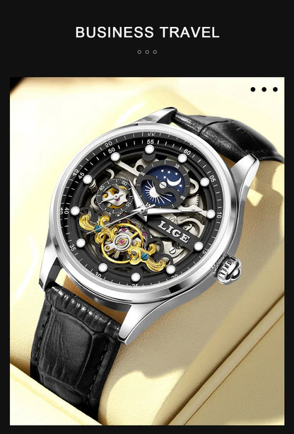 LIGE Men’s Automatic Mechanical Watch – Fashion Waterproof Skeleton Wristwatch - TREASURE ESHOP