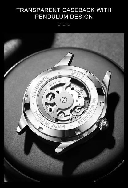 LIGE Men’s Automatic Mechanical Watch – Fashion Waterproof Skeleton Wristwatch - TREASURE ESHOP