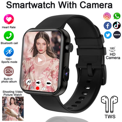 Smart Watch with Camera Video Recording – 1.91” Display, Bluetooth Call, Heart Rate Fitness Tracking | Android iOS - TREASURE ESHOP