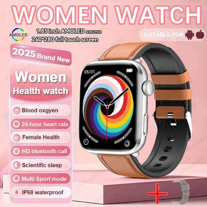 Women’s Smartwatch – AI Health Diagnosis, HRV + PPG, Blood Pressure &amp; SpO2 | 1.85” AMOLED | Bluetooth Call + NFC