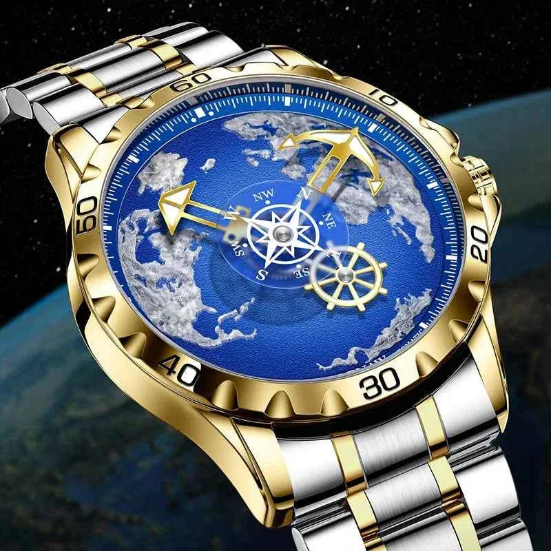 GLENAW Design New Men Watches Nautical Series Traveler Stainless Steel Glowing Waterproof Mechanical Watch Men's Clock GL8683