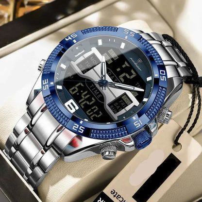 Sports Luxury Man Wristwatch Dual Time Display Digital Week Date LED Luminous Men Watch Electronic Quartz Men's Watches