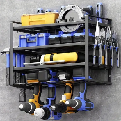 Power Tool Organizer Rack – Wall Mount Metal Tool Storage Shelf