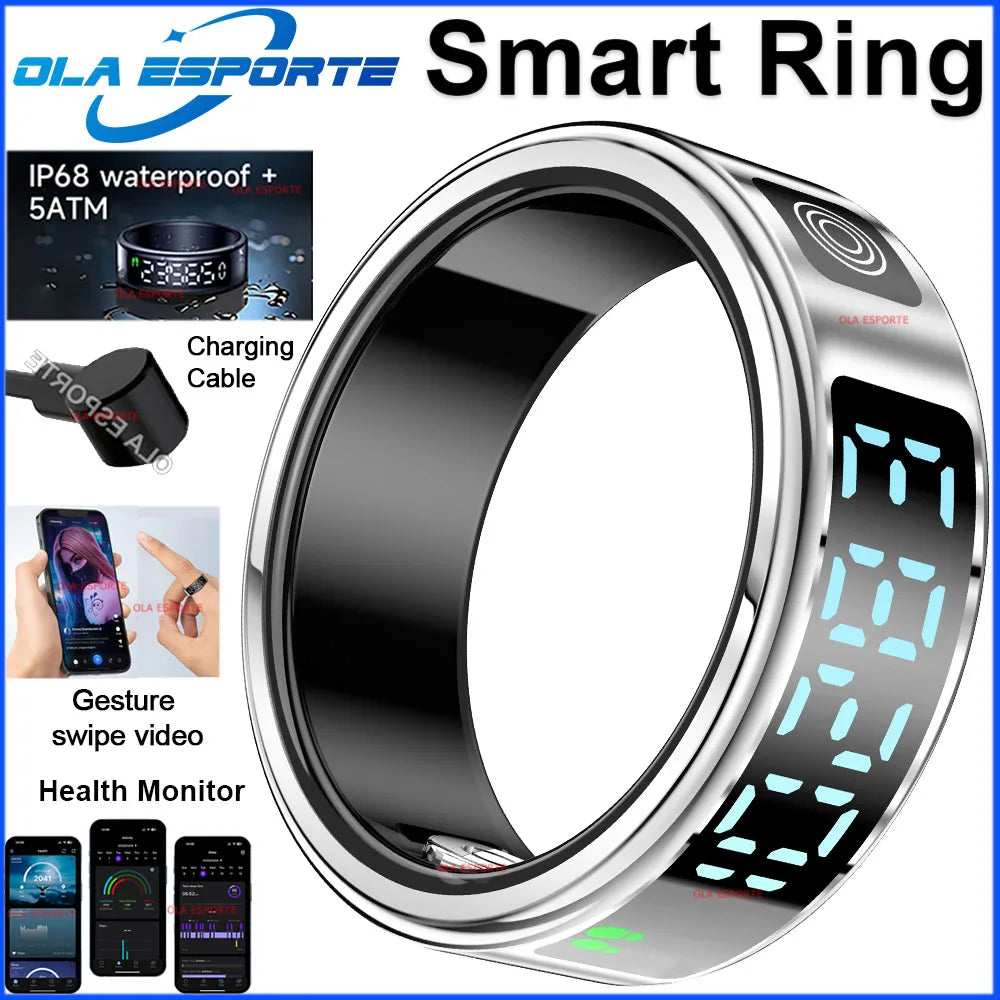 Smart Ring with LED Display – Heart Rate, SpO₂ & Sleep Monitor | 5ATM - TREASURE ESHOP