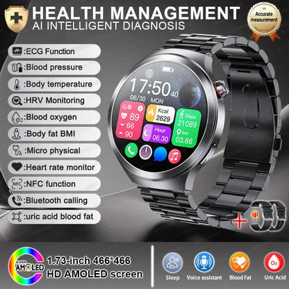 Health Trackr Smartwatch – Uric Acid, Blood Lipids ECG+PPG | 1.73” AMOLED | Body Analysis &amp; AI Diagnosis - TREASURE ESHOP