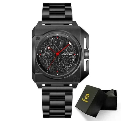 Mechanical Watch Moon Dial Luminous Spaceship Pointer Stainless Steel Watch For Men
