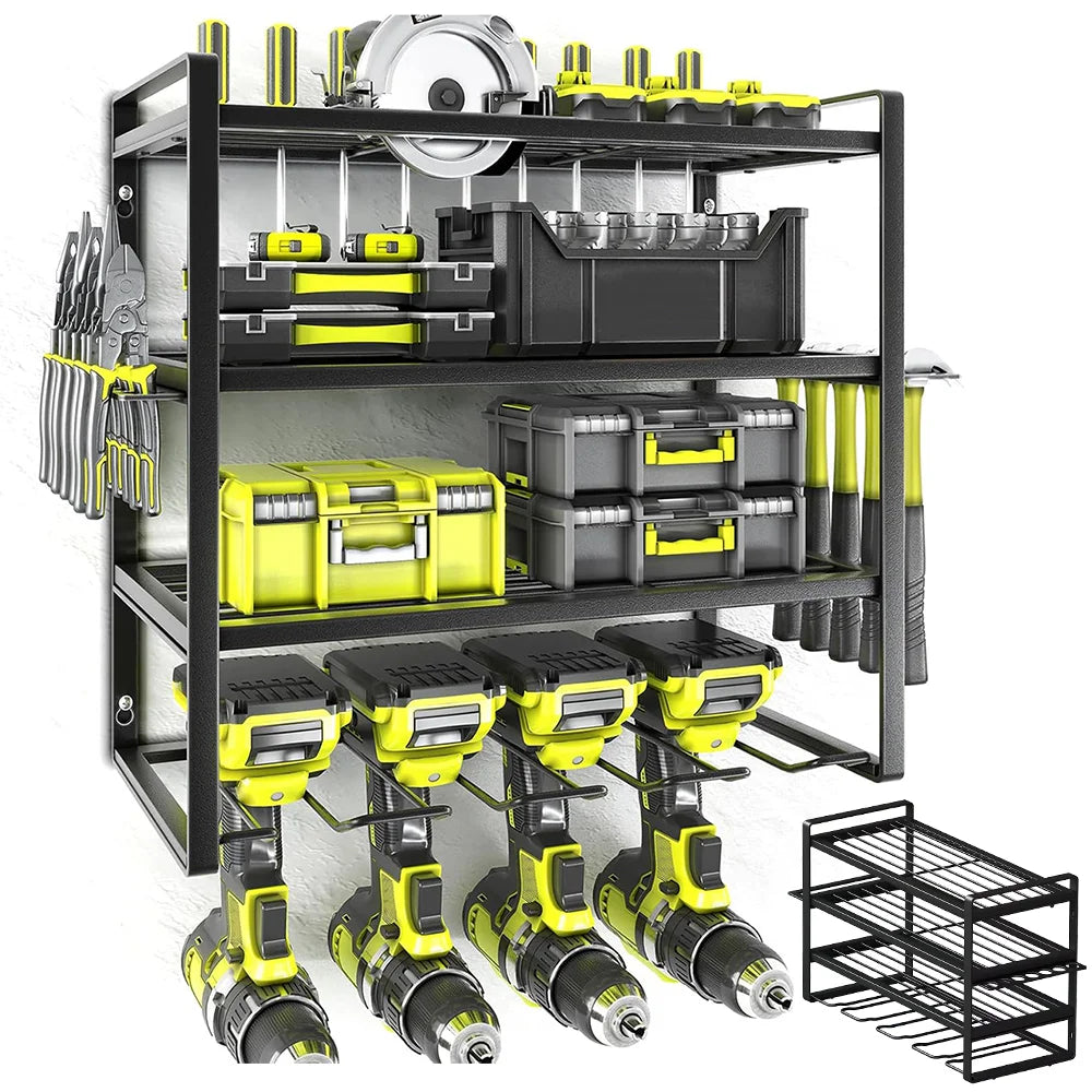 Power Tool Organizer Rack – Wall Mount Metal Tool Storage Shelf