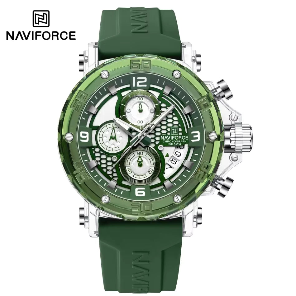 Men’s Silicone Strap Luxury Quartz Sports Watch | 5ATM Waterproof Chronograph - TREASURE ESHOP