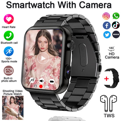 Smart Watch with Camera Video Recording – 1.91” Display, Bluetooth Call, Heart Rate Fitness Tracking | Android iOS - TREASURE ESHOP