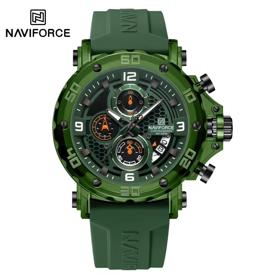 Men’s Silicone Strap Luxury Quartz Sports Watch | 5ATM Waterproof Chronograph - TREASURE ESHOP