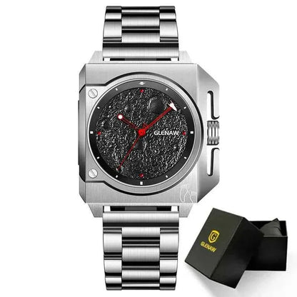 Mechanical Watch Moon Dial Luminous Spaceship Pointer Stainless Steel Watch For Men