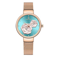 Ladies Luxury 3D Rose Quartz Watch – Creative Stainless Steel Waterproof Women’s - TREASURE ESHOP