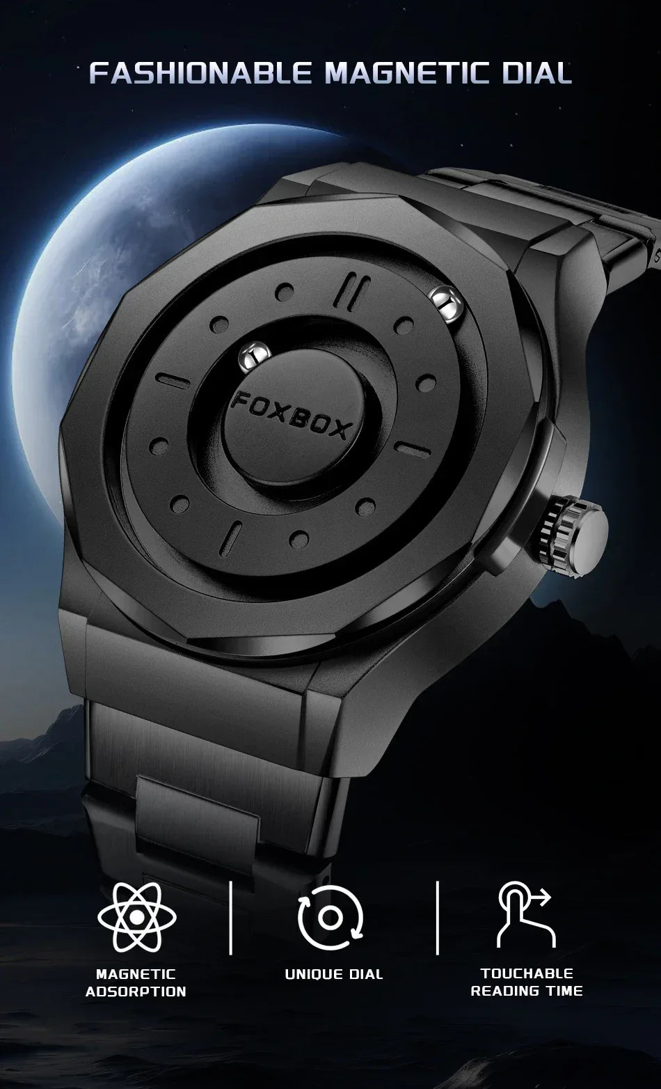 Creative Scrolling Pointer Magnetic Force Men’s Quartz Watch - TREASURE ESHOP