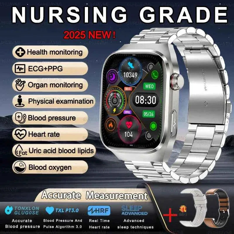 Men’s ECG+PPG Health Smartwatch – 2.04” AMOLED Sapphire, Blood Pressure, Oxygen, ECG, Body Composition, Bluetooth Call, IP68 Waterproof