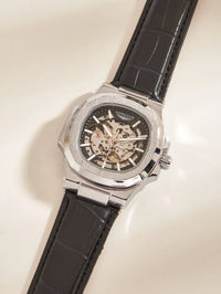 Automatic Skeleton Watch Men | Leather Luxury Waterproof - TREASURE ESHOP