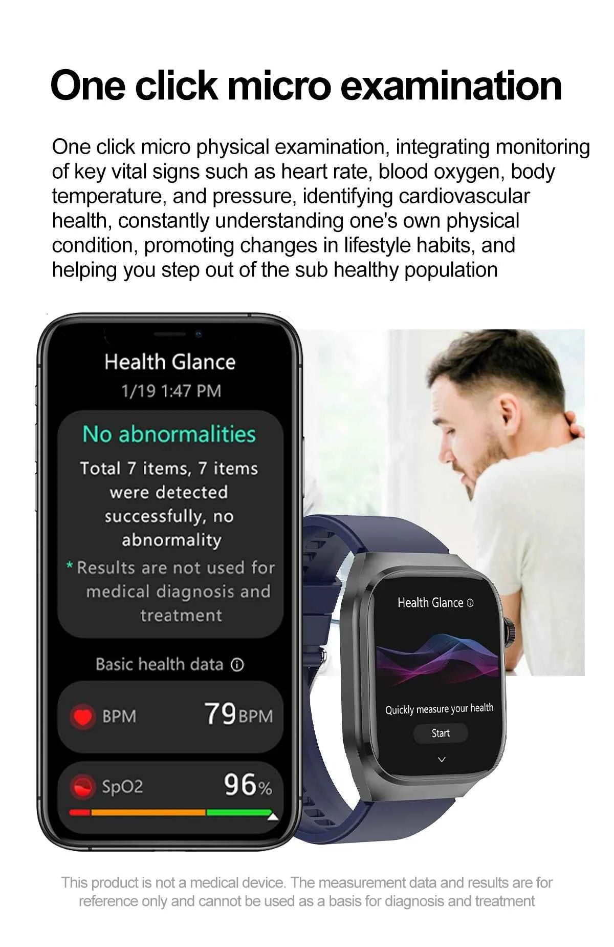 Micro Physical Examination Smartwatch – 2.04” AMOLED Sapphire