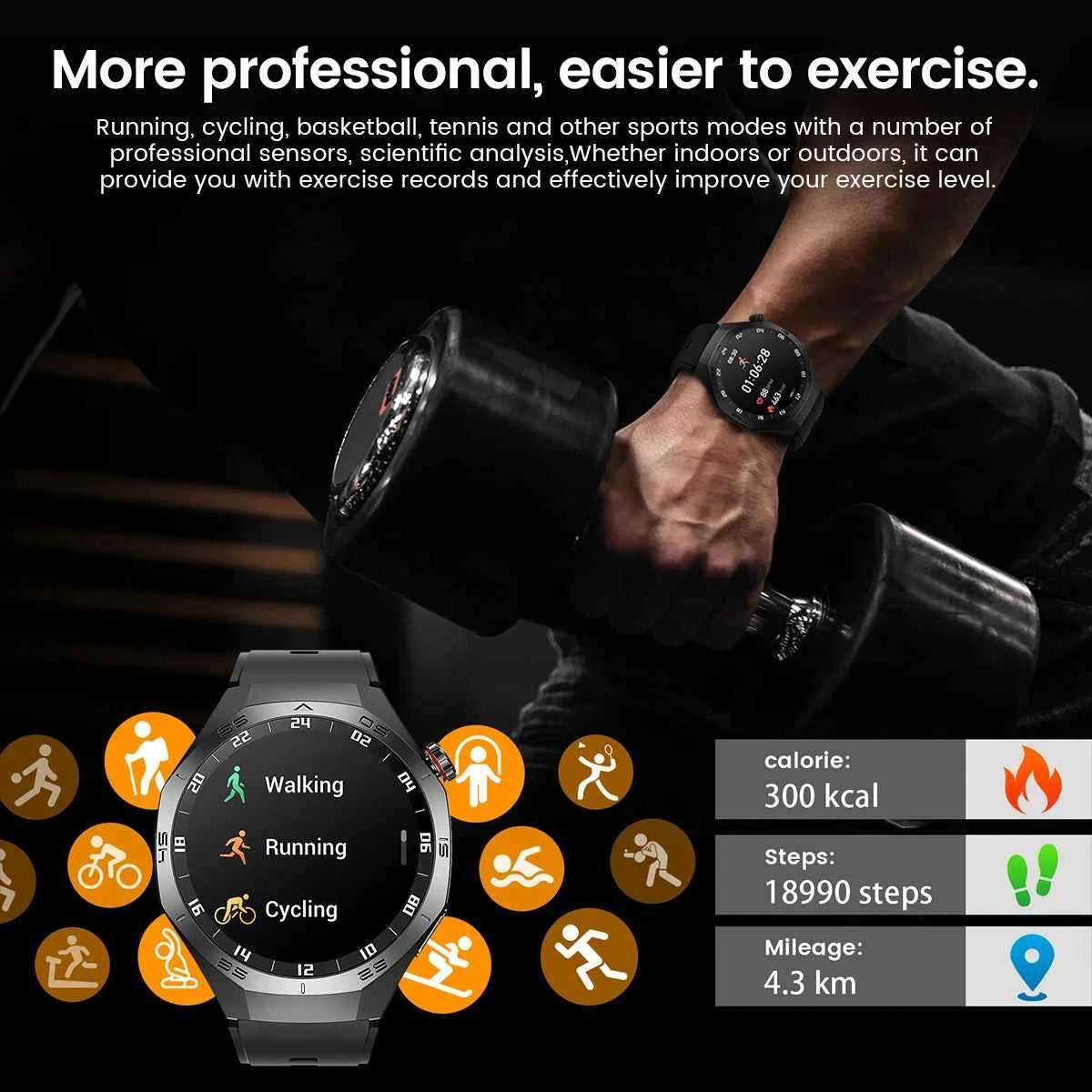 Men’s Smartwatch GT5 Pro – 1.52" HD AMOLED | GPS, Bluetooth Calling, Heart Rate Fitness Tracker | IP68 Waterproof
