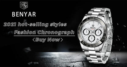 Luxury Men’s Chronograph Sport Watch – Stainless Steel, Waterproof Quartz Wristwatch - TREASURE ESHOP