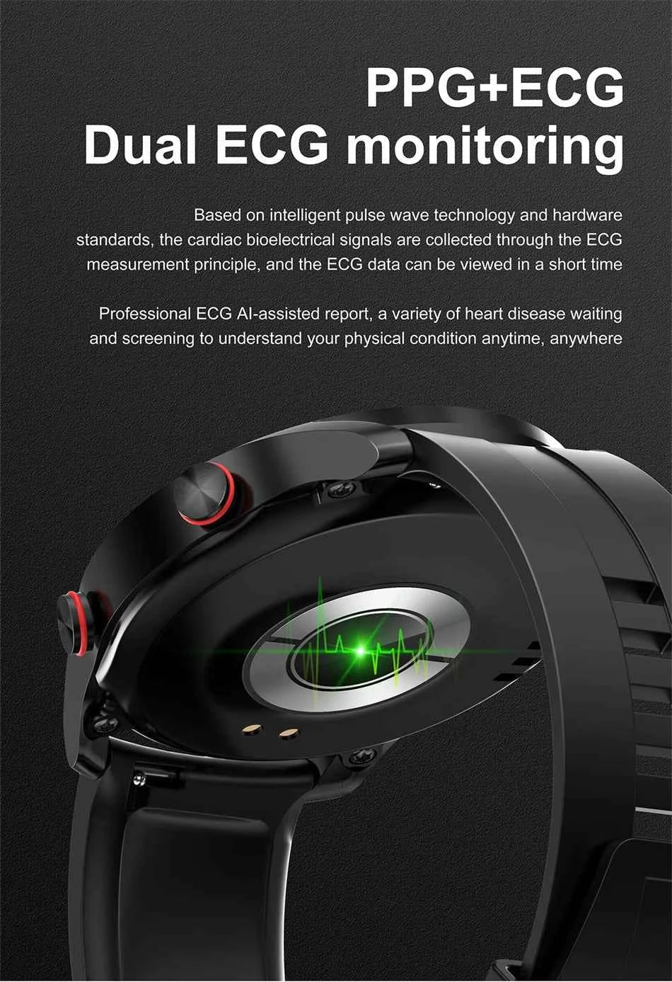 ChiBear Men’s Smartwatch – ECG+PPG Health Monitor | 1.28” HD Round Display | Bluetooth Call | Fitness &amp; Sports Waterproof Watch