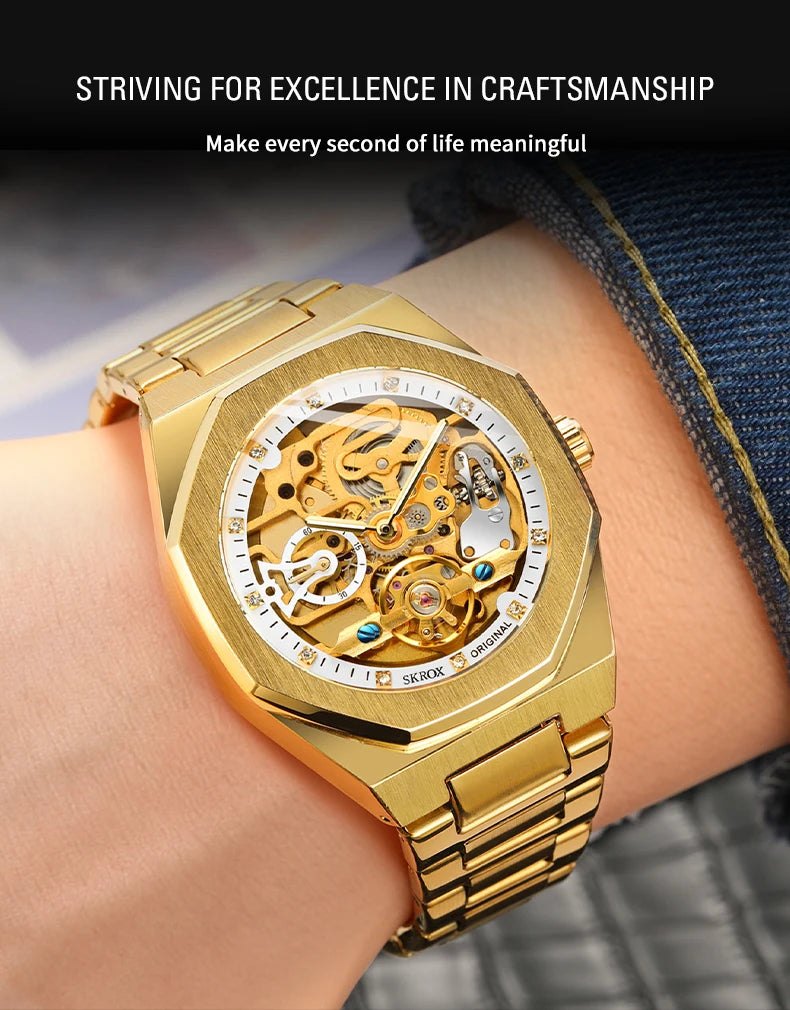 Luxury Automatic Skeleton Men’s Watch | Octagon Design - TREASURE ESHOP