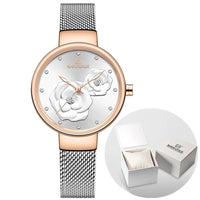 Ladies Luxury 3D Rose Quartz Watch – Creative Stainless Steel Waterproof Women’s - TREASURE ESHOP