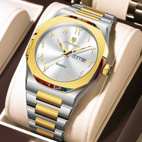 Military Men’s Quartz Watch – Waterproof Stainless Steel Luxury Wristwatch with Week Calendar - TREASURE ESHOP
