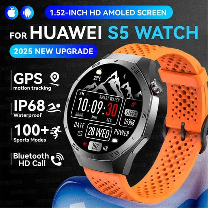 Men’s Smartwatch GT5 Pro – 1.52" HD AMOLED | GPS, Bluetooth Calling, Heart Rate Fitness Tracker | IP68 Waterproof