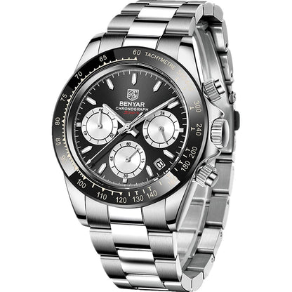 Luxury Men’s Chronograph Sport Watch – Stainless Steel, Waterproof Quartz Wristwatch - TREASURE ESHOP