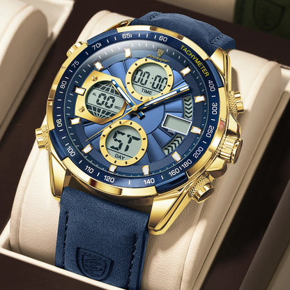 LED Men’s Watch – Luminous Dual Time Display with Alarm Chronograph - TREASURE ESHOP