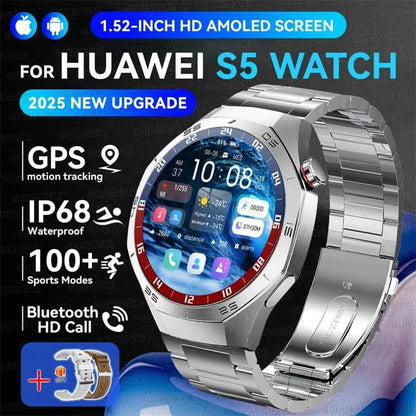 Men’s Smartwatch GT5 Pro – 1.52" HD AMOLED | GPS, Bluetooth Calling, Heart Rate Fitness Tracker | IP68 Waterproof