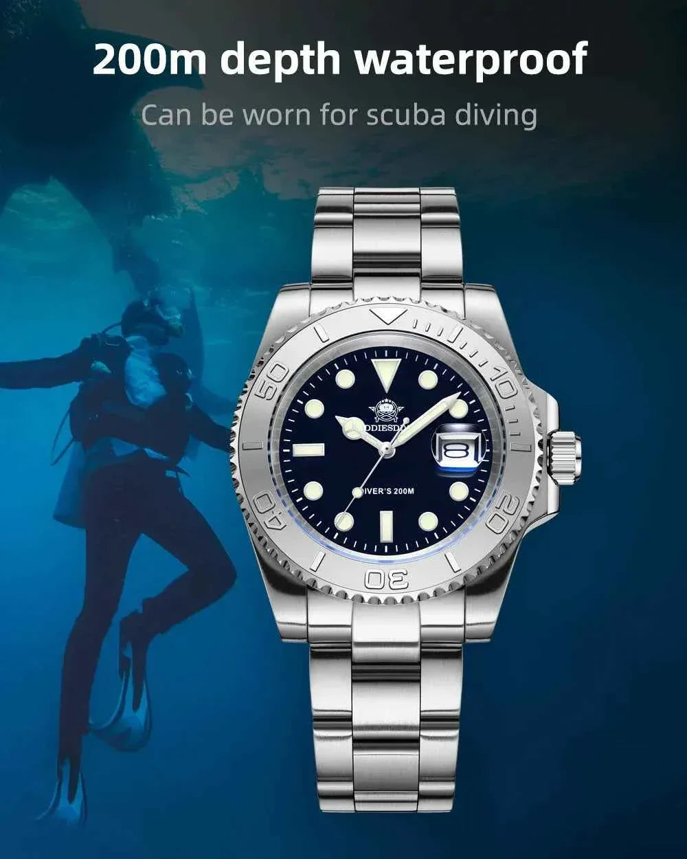 Men’s Analog Quartz Diving Watch – BGW9 Luminous | 200m Waterproof | Stainless Steel | Japan Miyota Movement