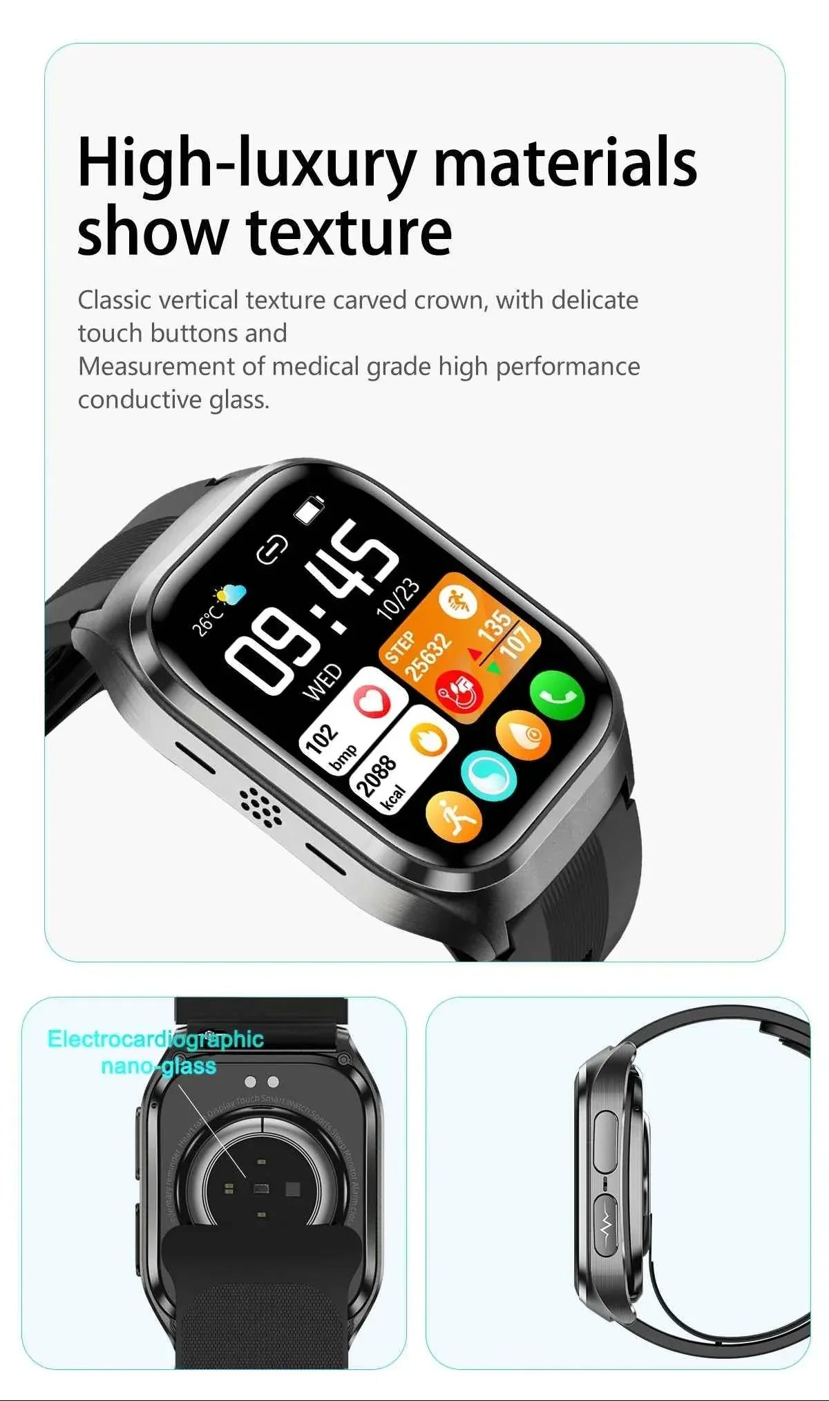 HUAWEI S17 Air Bag Smartwatch – 2.06” AMOLED HD | ECG + PPG | True Blood Pressure, Blood Fat SpO2 Monitor | NFC + Bluetooth Call