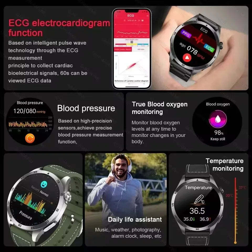 ECG+PPG Laser Health Smartwatch ET485 – Blood Pressure, Heart Rate, Uric Acid Body Composition | 1.43” AMOLED - TREASURE ESHOP