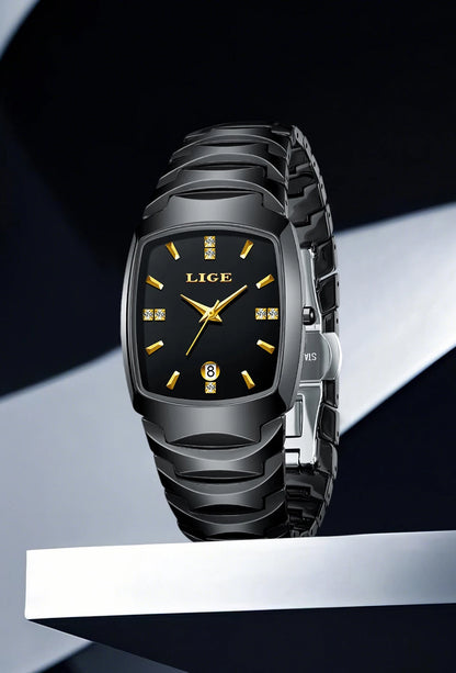 LIGE Luxury Ladies Waterproof Ceramic Watch – Elegant Quartz Wristwatch with Square - TREASURE ESHOP