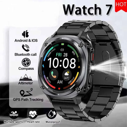 Watch 7 Ultra Smart Watch HD Round Display, Heart Rate, Blood Oxygen, GPS, Bluetooth Calling, IPX8 Waterproof